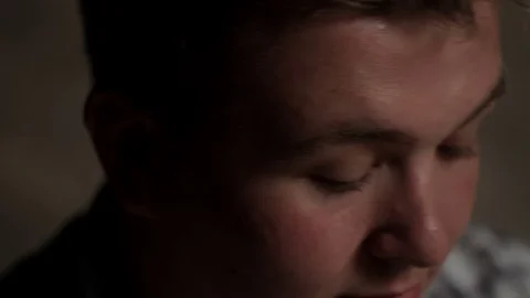 Man says something. Close-up of face Stock Footage 71575735