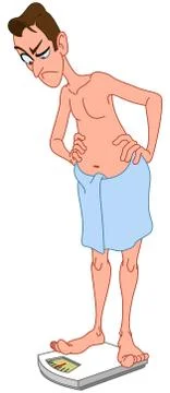 Man on scale Stock Illustration