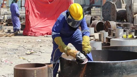 Man Scaling in the Construction site Stock Footage 131533404