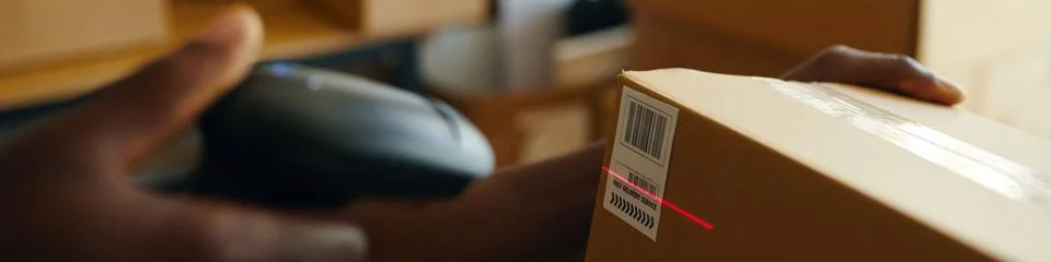 Man Scanning Barcode On Order Stock Photos