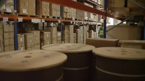 Man scanning box using barcode reader at warehouse. Stock Footage 119360351