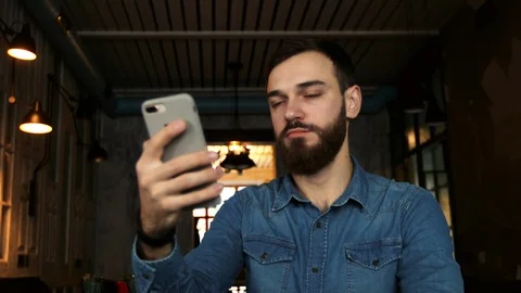 Man scans the face with the phone. Face ID Stock Footage 102266920