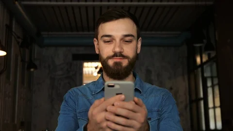 Man scans the face with the phone. Face ID Stock Footage 102268658