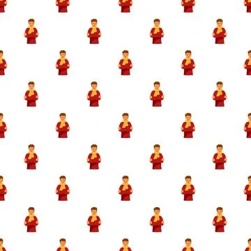 Man with scarf feeling cold seamless pattern Stock Illustration