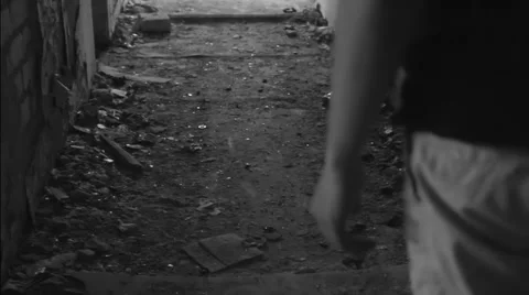 The man in the scary corridor Stock Footage 65188383