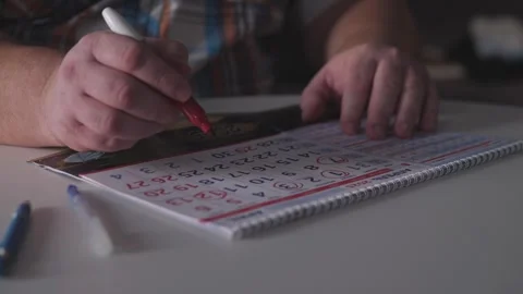 Man Scheduling Plans, Individual Highlighting Important Dates On Weekly Schedule Stock Footage 327335152