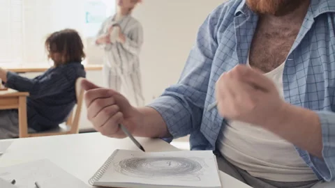 Man With Schizophrenia Drawing Picture Stock Footage 252063431
