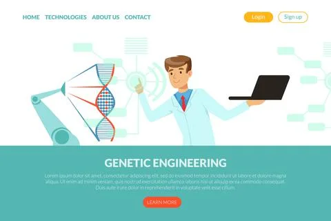 Man Scientist Conducting Genetic Engineering Experiment with Artificial 스톡 일러스트