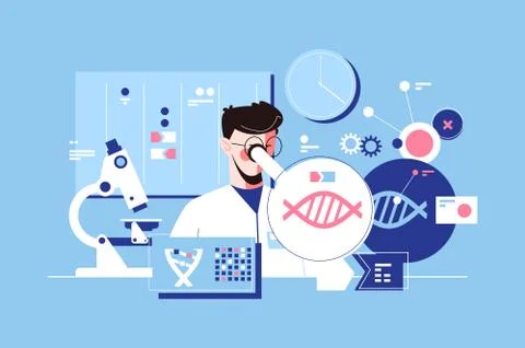 Man scientist in laboratory Stock Illustration