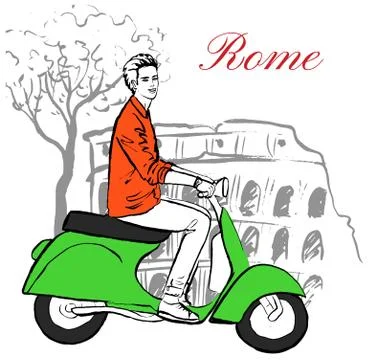 Man on scooter Stock Illustration