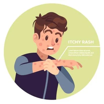 Man scratching arms. Allergic inflammation, irritation itchy, scratched eczema Stock Illustration