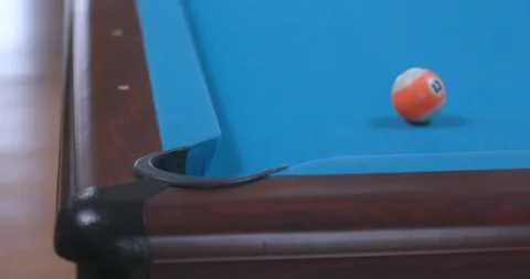 Man Scratching Cue Ball in Corner Pocket on Blue Billiards Table Stock Footage 88227227