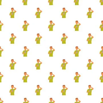 Man scratching head using smartphone with confusion Stock Illustration