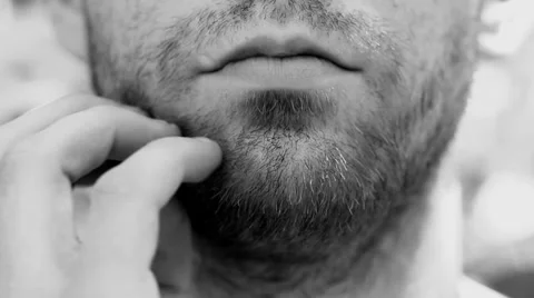 Man Scratching His Beard Stock Footage 39862647