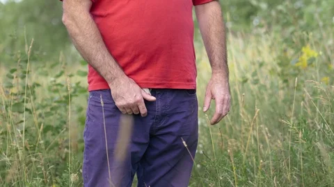 Man Scratching His Crotch Feeling Pain Stock Footage 115089415