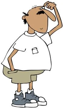 Man scratching his head Stock Illustration