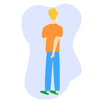 Man scratching his itchy buttocks. Flat illustration. Vector. Stock Illustration