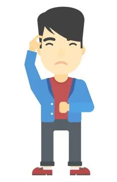 Man scratching his temple with finger Stock Illustration