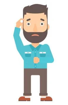 Man scratching his temple with finger Stock Illustration