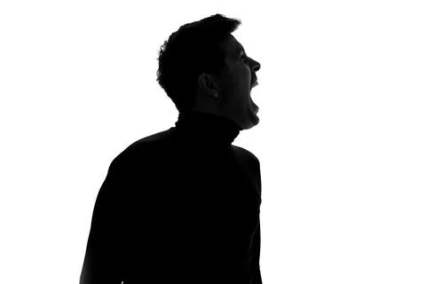 Man screaming angry in studio isolated white background Stock Photos