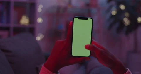 Man scrolling with finger on chroma key screen of smartphone Video stock 157101187