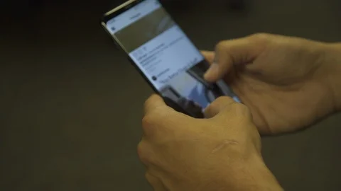  Man Scrolling On Phone Close Up  Stock Footage 92437462