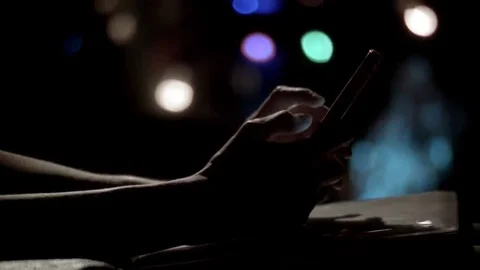 Man Scrolling On Smart Phone Close-up tilt up Video stock 69267960