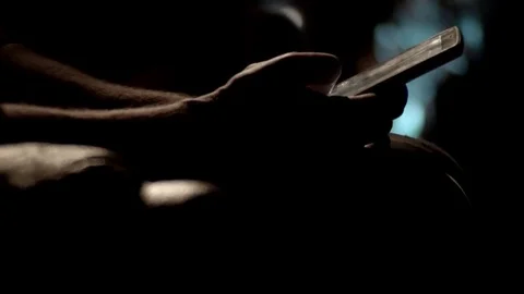 Man Scrolling On Smart Phone Close-up tilt up Stock Footage 69268465