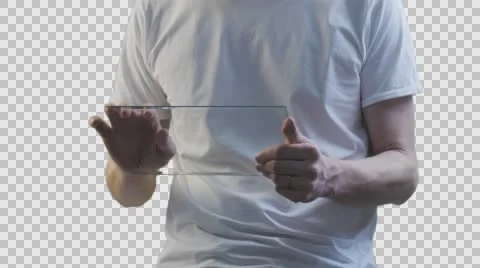 Man Scrolls a Tablet Takes it Down Finished Man's Hands Businessman With Stock Footage 61528432