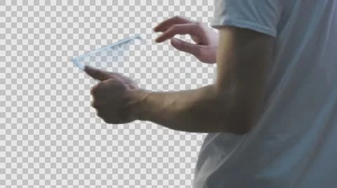 Man Scrolls a Tablet Turns it Off Walks Away Man's Hands Businessman With Stock Footage 61527823