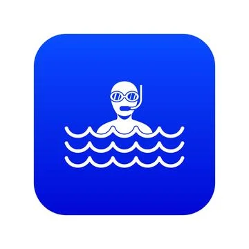 Man with scuba icon digital blue Stock Illustration