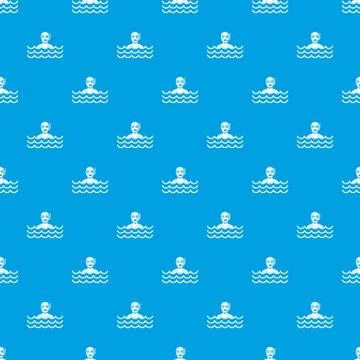 Man with scuba pattern seamless blue Stock Illustration