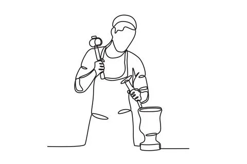 A man is sculpting Stock Illustration