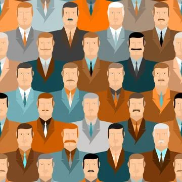 Man seamless pattern. People vintage colors. Office workers. Stock Illustration