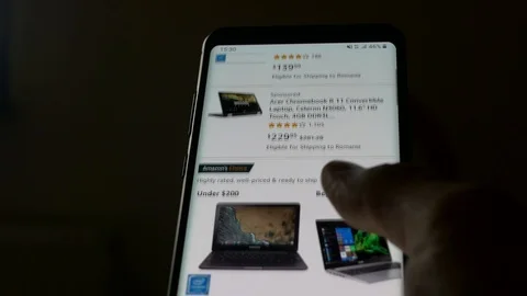 Man searching on Amazon Stock Footage 114348161