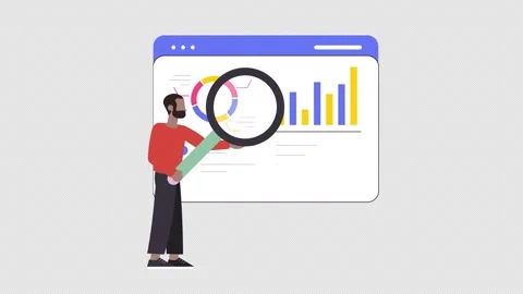Man Searching And Analysis Info Animation 4K On Alpha Stock Footage 295907399