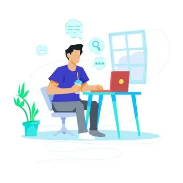 Man searching file in computer concept illustration Illustrazione stock