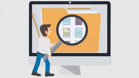 Man Searching Files on Computer Screen Stock Footage 344367418