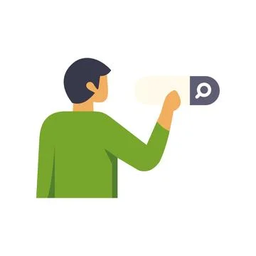 Man searching for information on internet using search bar Stock Illustration