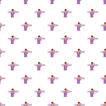 Man searching for information using binoculars pattern Stock Illustration