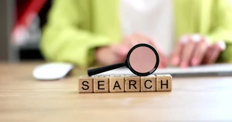 Man searching Internet for information using computer closeup 4k movie slow Stock Footage 281413248