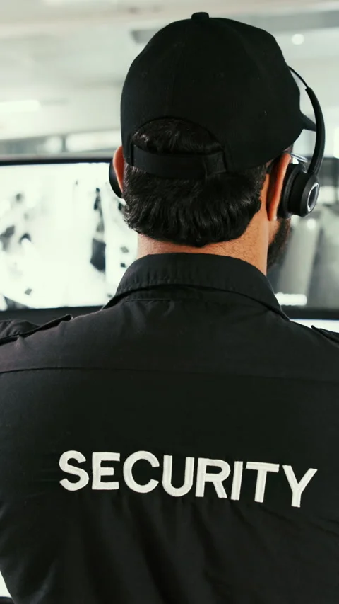 Man, security and agent with headset for surveillance or protection service in Stock Footage 331986248