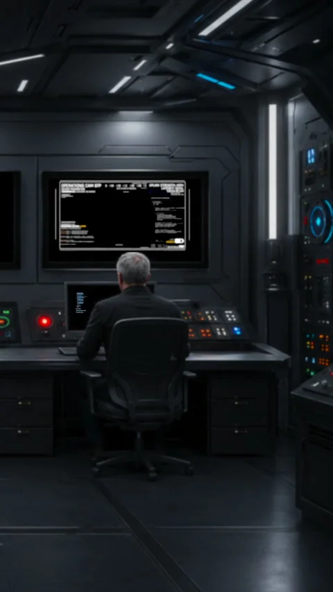 Man in security center Stock Footage 345688949