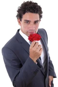 Man seduces with rose Stock Photos