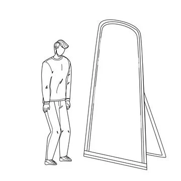 Man Seeing Himself In Mirror As Super Hero Vector Illustrazione stock