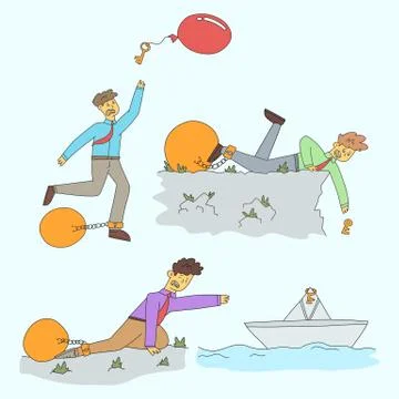 Man seeks to get the key, set banner Stock Illustration