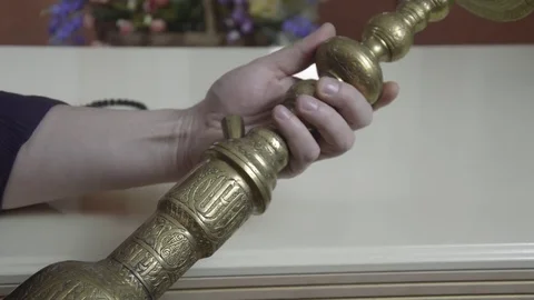 Man sees an old hookah Stock Footage 74195687