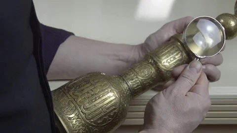 Man sees an old hookah Stock Footage 74195801