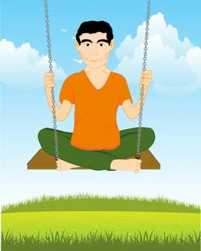 Man on seesaw Stock Illustration