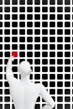 Man selecting a product Stock Illustration